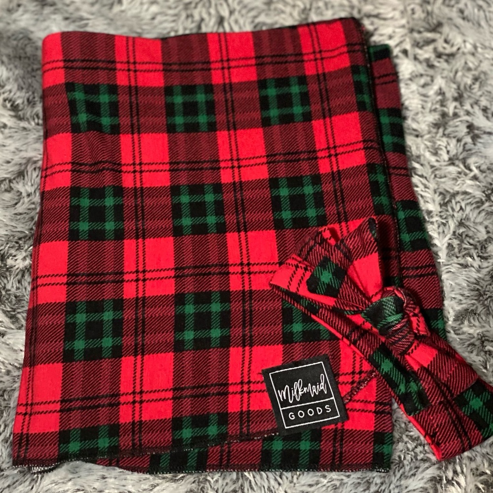 Milkmaid Goods Christmas Plaid Swaddle and Headband Set SOLD OUT online